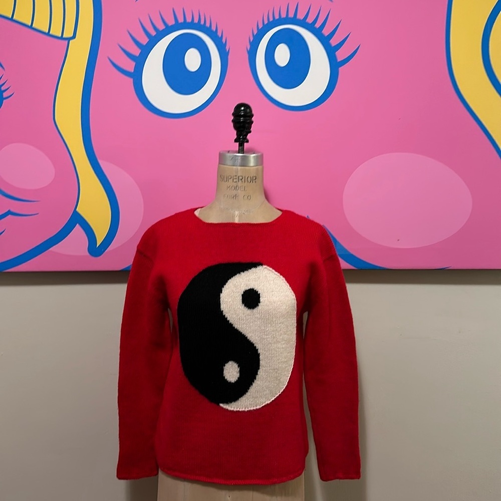 Moschino Cheap Chic Yin Yang Red White Black Wool Sweater